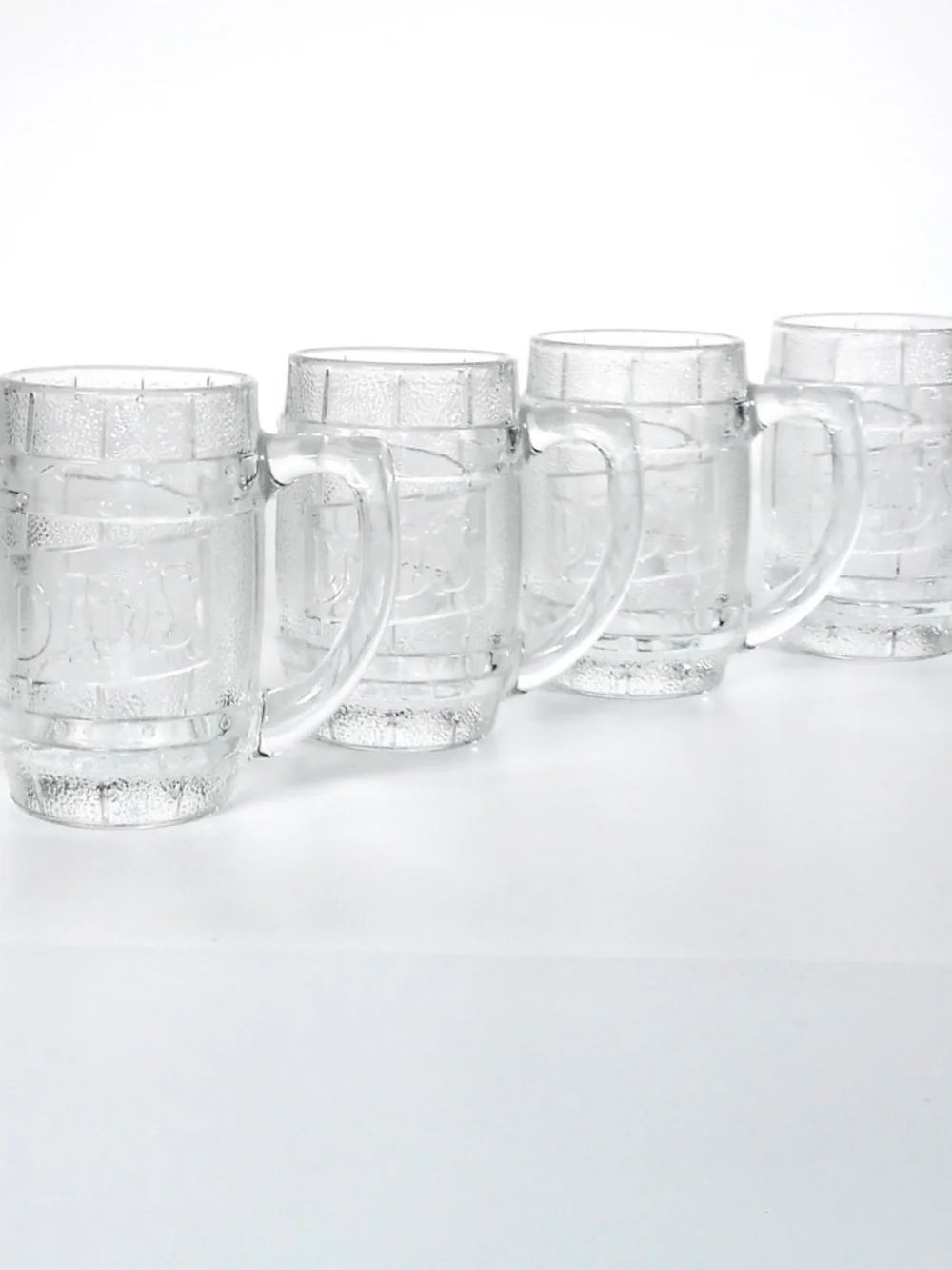 4 Set VTG 50s 60s Dad's Root Beer Heavy Glass Barrel Shaped Mug 5.25